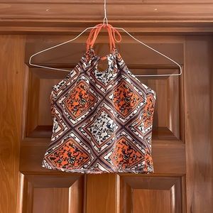 H&M Divided Orange and Blue Floral Print Halter Top Size M